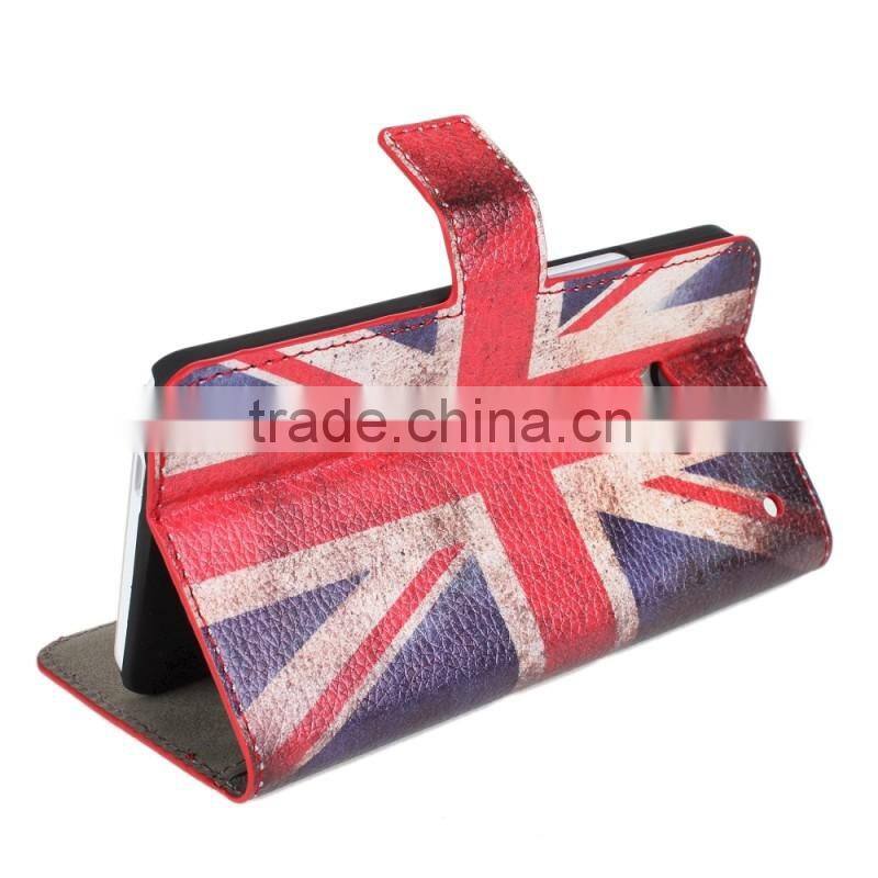 For HTC One M7 Retro UK/US Flag Flip Leather Cover Case