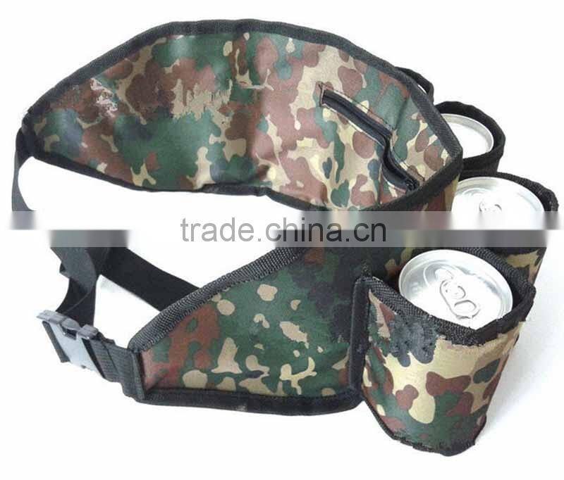 Simple design large capacity green camouflage fabric beer belt