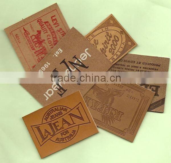Die cut jeans /denim debossed leather patch