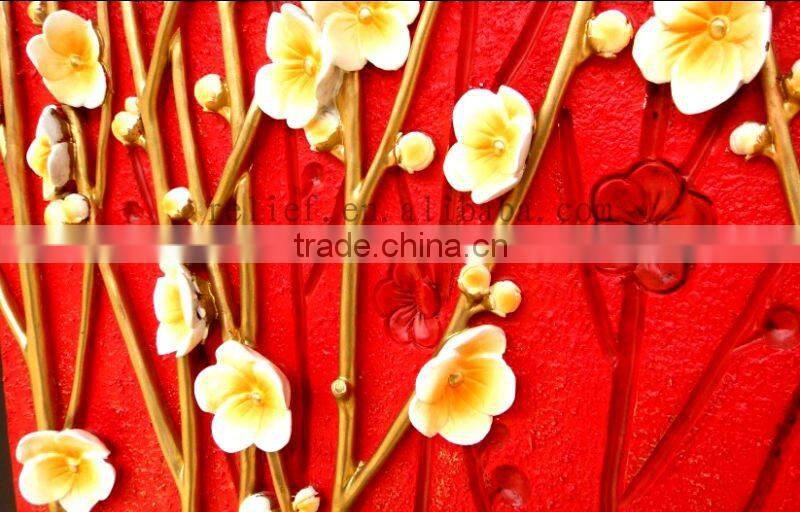 plum blossom red flower relief home decorative painting for living room