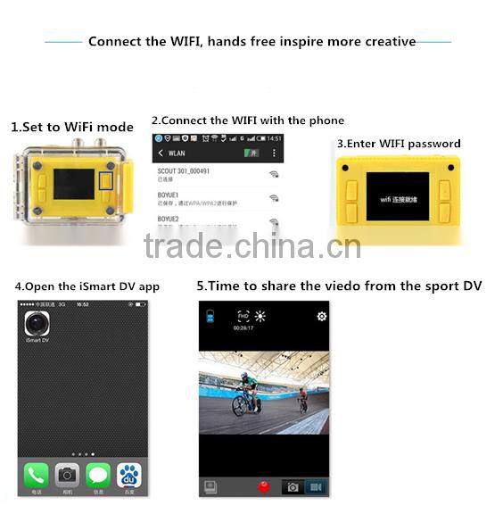 2016 WiFi Action Camera Helmet Sports Camera Waterproof With 2 Batteries and 1 Battery Charger Support Audio