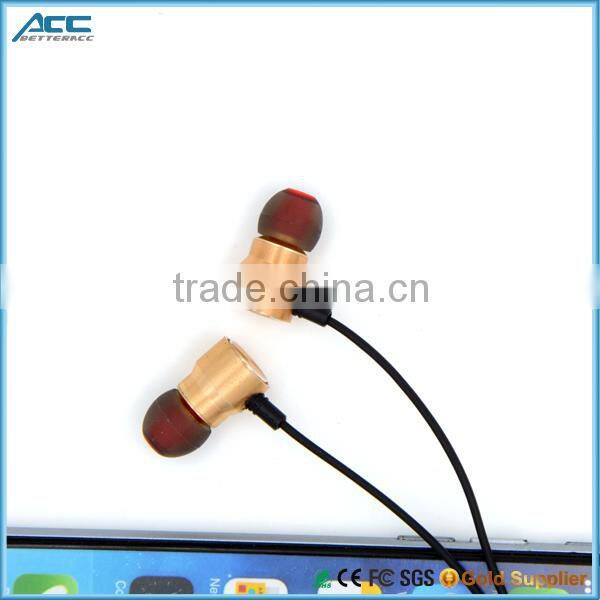 Hot Selling deep bass Gold Metal Earphones with Mic good quality Earphone