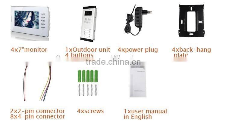 LCD monitor Speakerphone intercom Color Video Door Phone doorbell access Control System IR doorphone