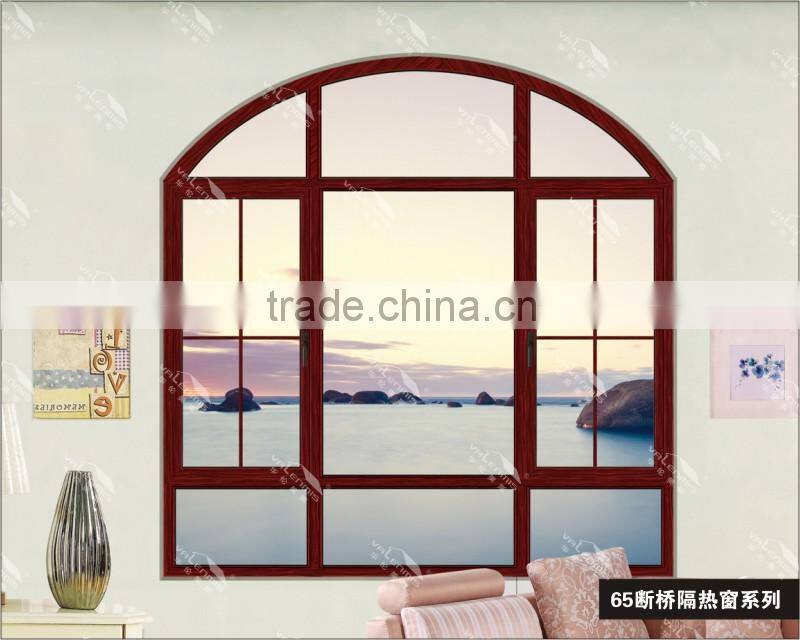 Good price of durability of double arch window glass aluminum alloy of different colors