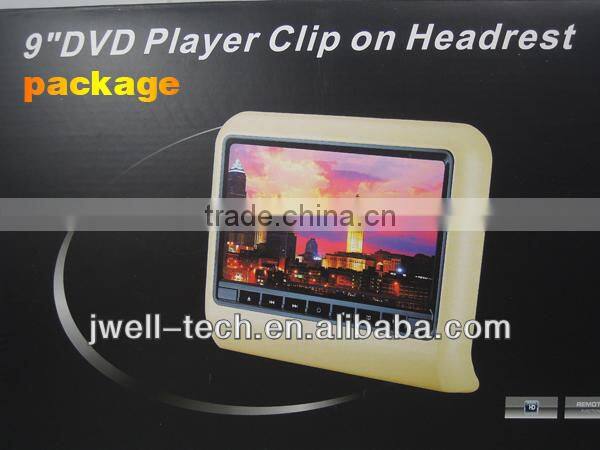 9 inch active car headrest monitor, headrest dvd, headrest dvd player, dvd player with speaker,IR,FM,USB,SD,32 and 8 bit Game
