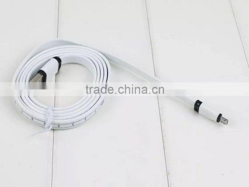 2015 Hot Selling Noodle Shape Micro USB Cable with Ruler Scale for Android Smart Phone