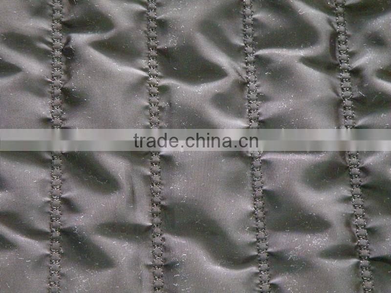 Waterproof stripe polyester embroidered thermal padding quilting fabric for clothing