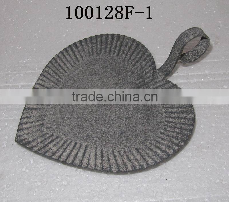 French industrial heart shaped metal serving tray