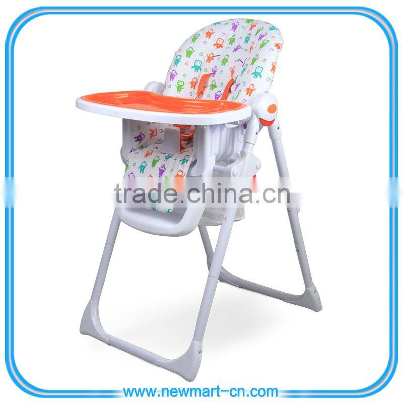 Hot sale baby feeding wheel high chair adjustable height and backrest