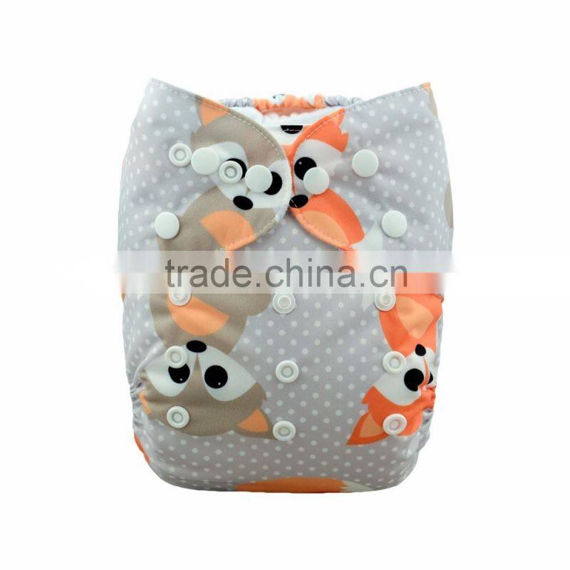 Alva 2016 Fox Pattern Free Shipping Wholesaler of Baby Cloth Diapers