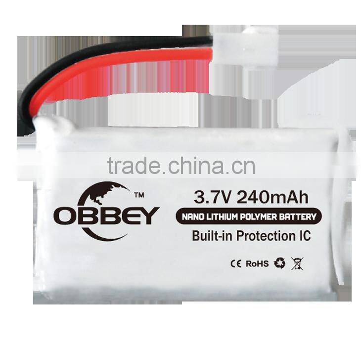 li-ion battery 3.7v 240mah Rechargeable lipo battery for rc toys/hobbys