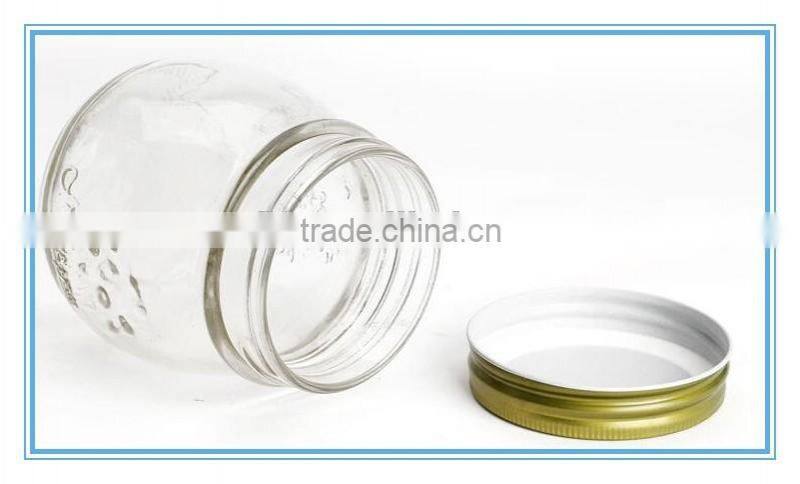 2016 Hot sale engraved 150ml glass mason jar with metal lid