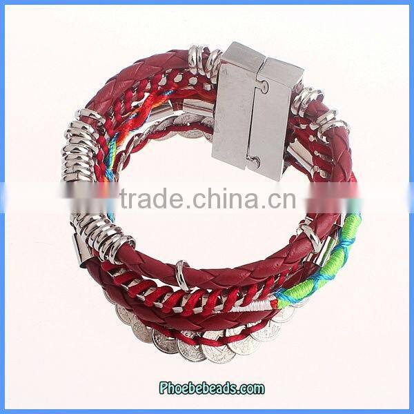 Wholesale Hot Sale Multilayer Brazilian Style Leather Magnetic Clasp Bracelets FHB-004B
