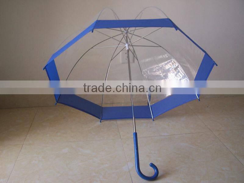23inches*8ribs j handle blue slim trim custom bubble plastic umbrella