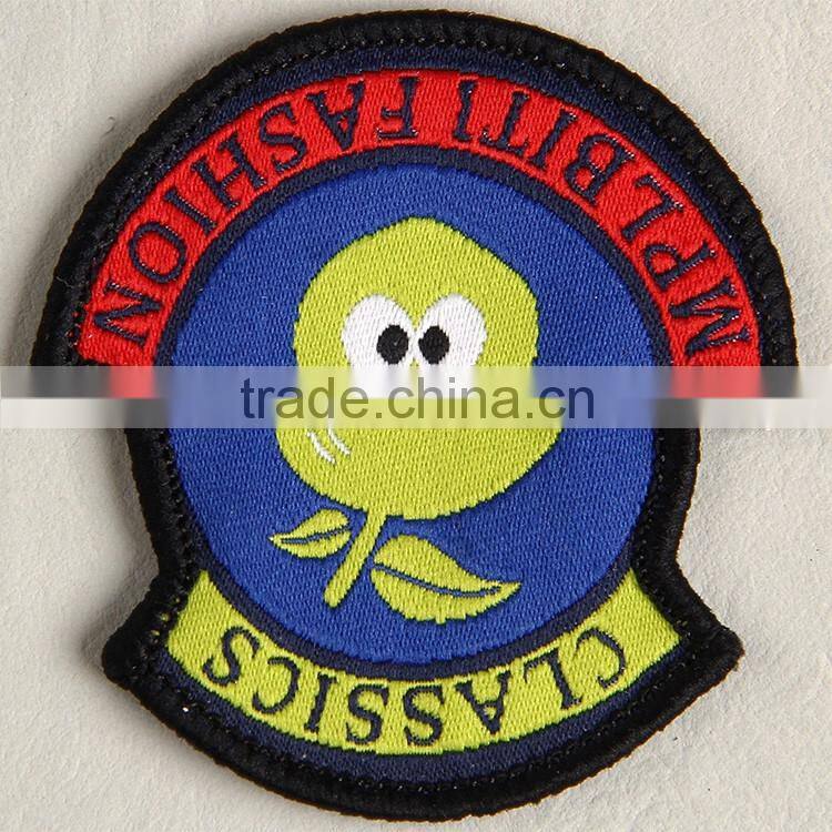Custom unshaped decorative woven label patch for panty waist wear
