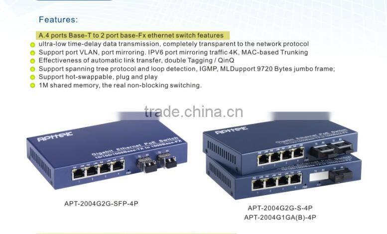 8PCS 10/100M LANS RJ45PORT 2PCS SFP Ports fiber optic switch POE Ethernet Switch