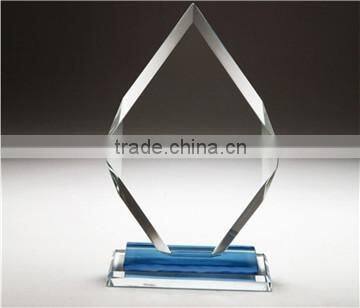 wholesale clear blank water drop shape crystal awards with crystal plate