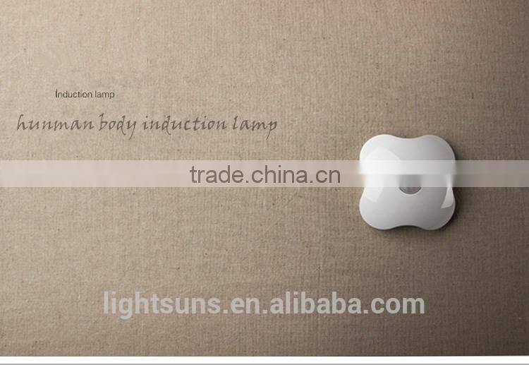 2015 New Design Four Leaf Clover Shape High Brightness White Or Yellow Human Body Induction Lamp with 3M tape