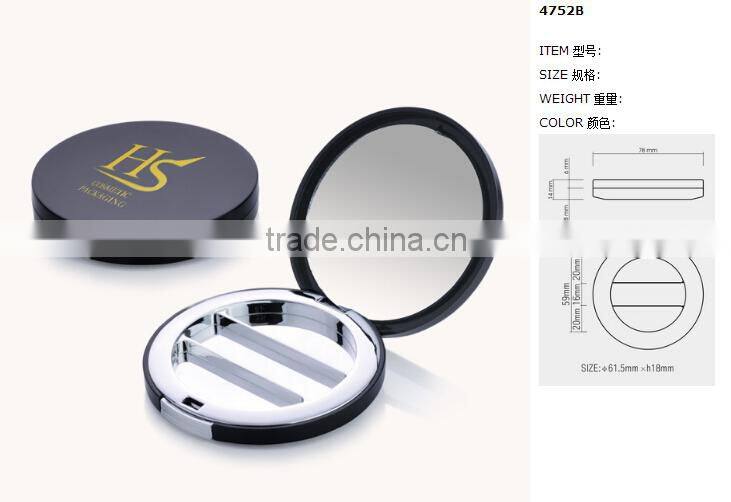 Best Sale Black Round 3 Color Eyeshadow Palette Packaging With Mirror