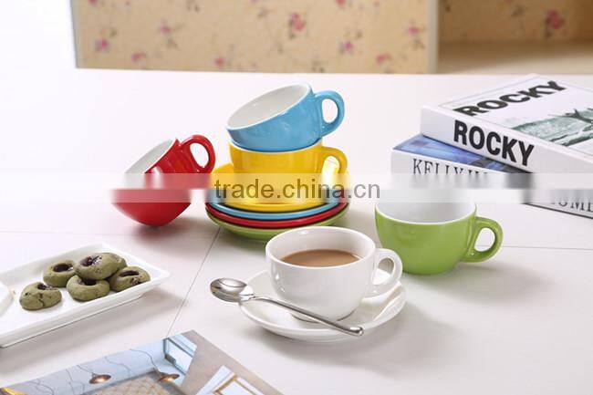 color glazed ceramic cappucino coffee cup
