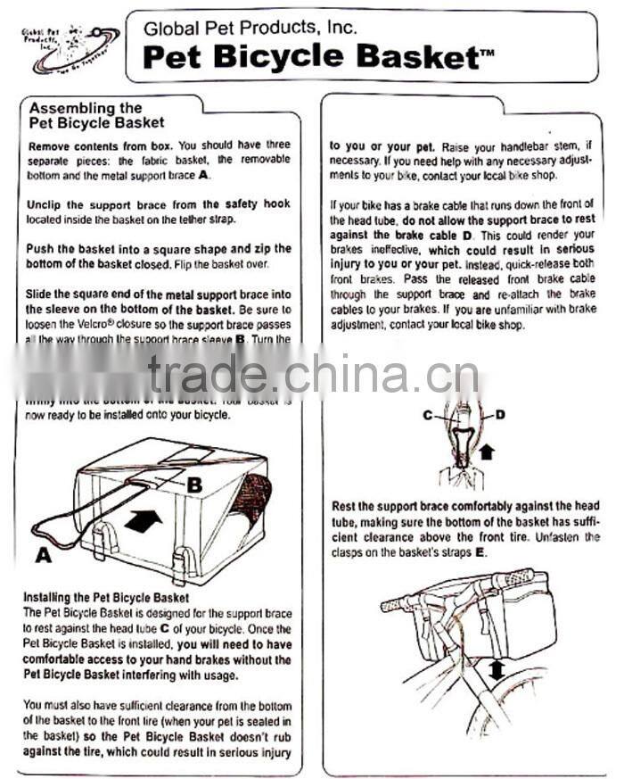 New High Quality Ventilating 600D Oxford Bicycle Pet Basket Bag and Pet Dog Cat Travel Bike Bag