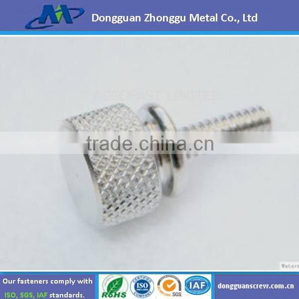 m4 Stainless Steel Slot Drive Knurled Thumb Screw, Straight Knurling Captive screws