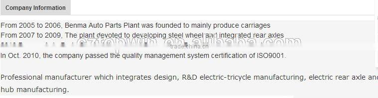 electric rickshaw spare parts motor 48V/ 60V DC brushless CY brand pemanent magnet motor bl-dc differential rear axle controlle