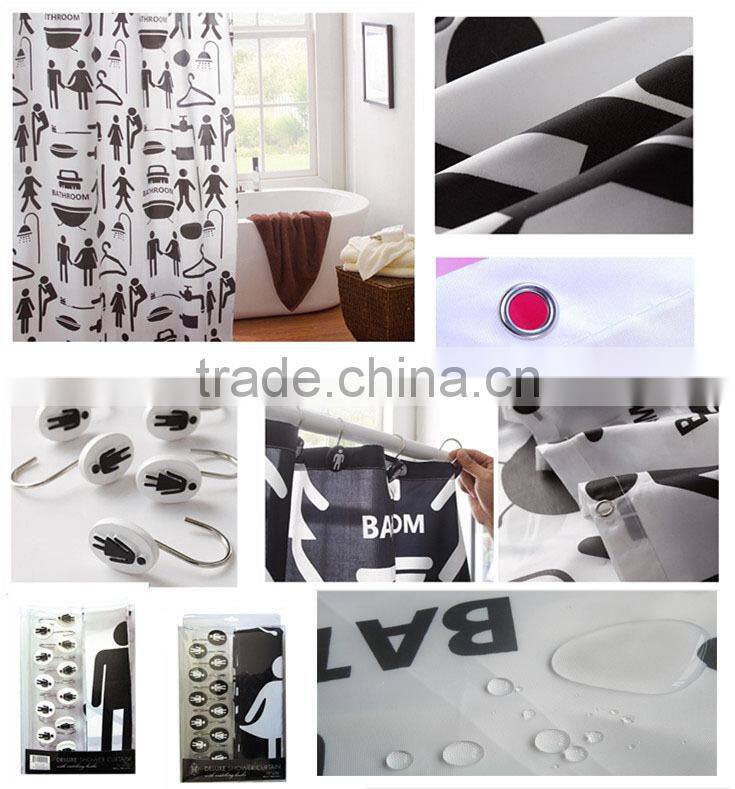Eco-Friendly Factory directly PEVA shower curtains;new 2015 shower curtain