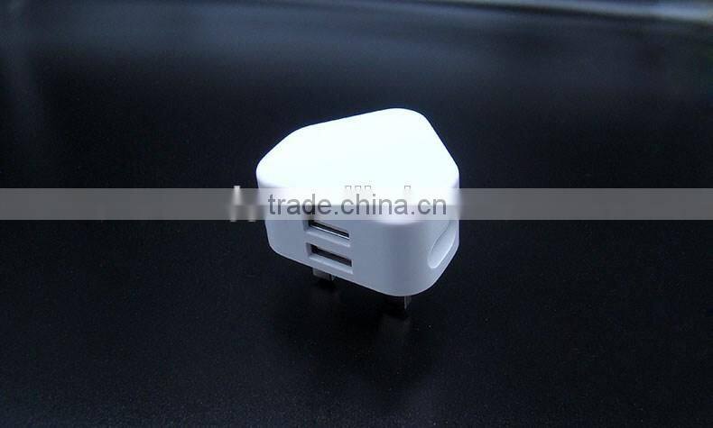 Wholesale 5V2.1A 1A Dual USB Wall Travel Charger EU UK plug mobile phone smart charger for iPhone 5 6 iPad Samsung