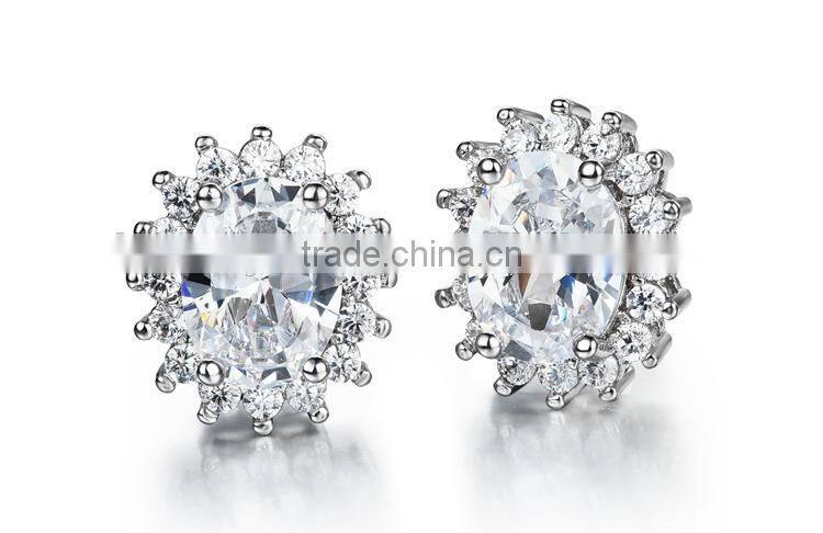 KSTONE Newest Oval Big Diamond Stud Earrings For Women