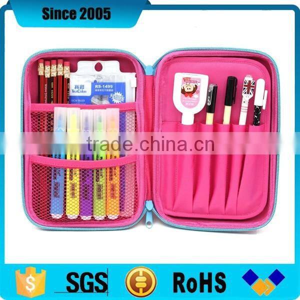 red pu waterproof cover shockproof eva pencil soft case for girls