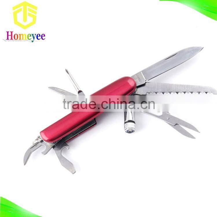 Colorful handle stainless steel multi pocket knife with LED light