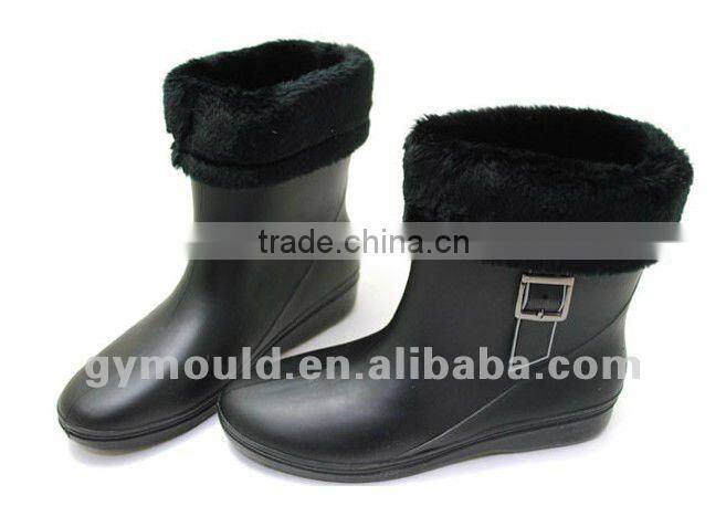 Women Fashion PVC Rain Boots shoe with Warm rain boots