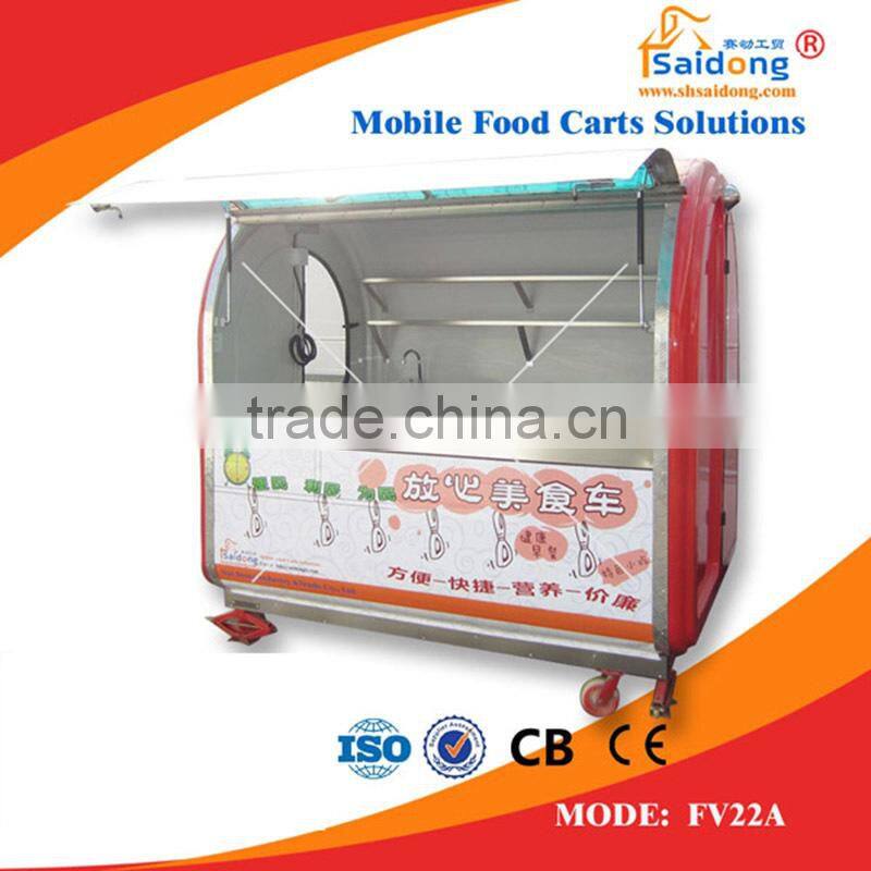 Best designed mobile food cart with big wheels and window for sale