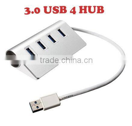 High Speed 4 Ports USB 3.0 Hub Portable Aluminum Hub New for Aple Macbook Air PC Laptop