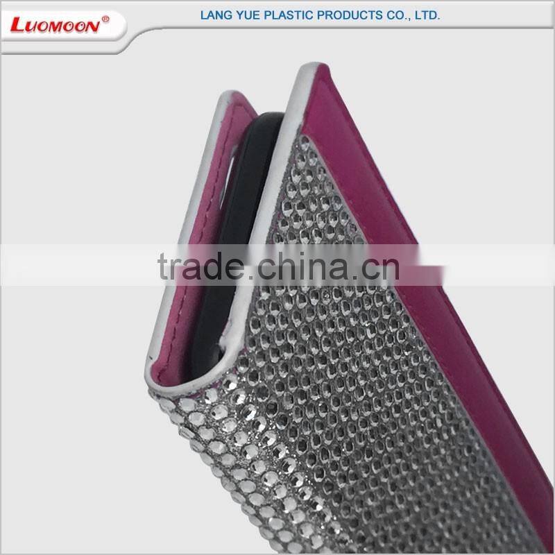 5 inch mobile cell phone case best Austrian diamond PU leather flip cover for samsung galaxy grand i9082