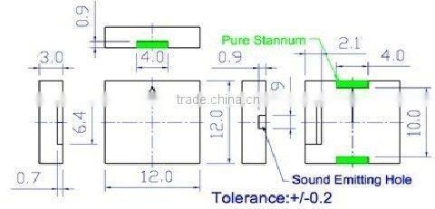 12*12*3mm 4khz small size SMD piezo buzzer(ROHS)