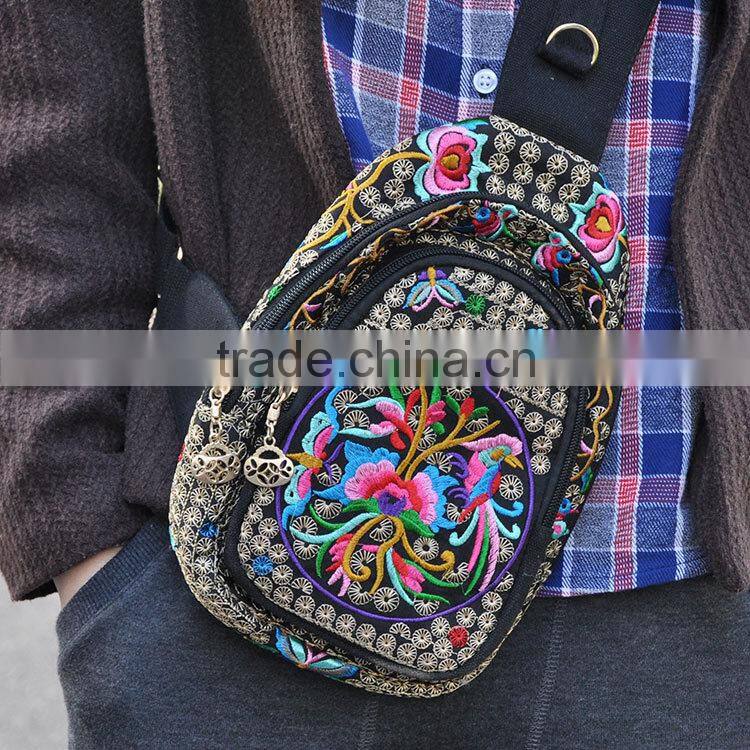 Luckybags waist bag ethnic embroidery shoulder bag multi waist bags for ipad embroidery shoulder bags for women
