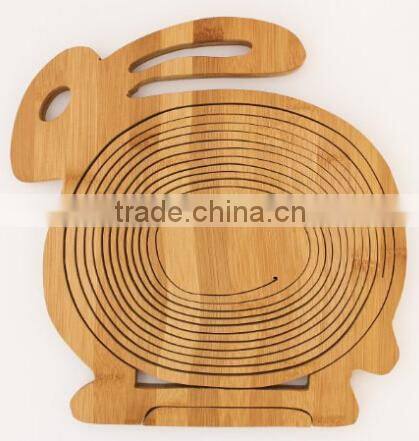 Handmade Fruit Basket Bowl Folding Bamboo Collapsing Bread Thai Bamboo Wood Handmade Decor Idea