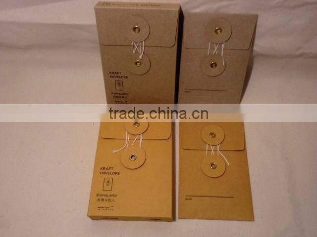Mini Vintage Retro Kraft Paper Envelopes Brown Kraft Paper Envelop with String With Eyelets