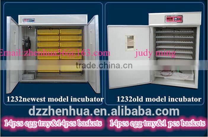 2016best selling 1232 eggs incubator fully automatic poultry egg incubator CE approved chicken egg incubator