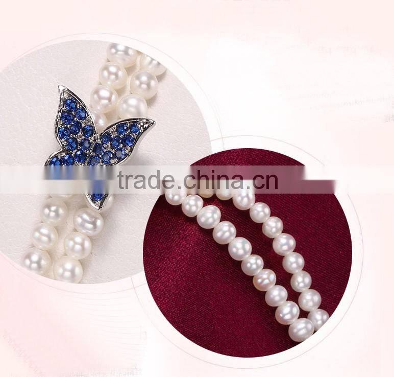 2016 fashion design freshwater pearl Double freshwater pearl bracelets