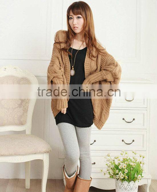 12STC0665 bat-wing sleeve womens knitted sweater poncho
