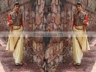 Brainy Mustard Satin Chiffon Saree/indian designers saree online shopping