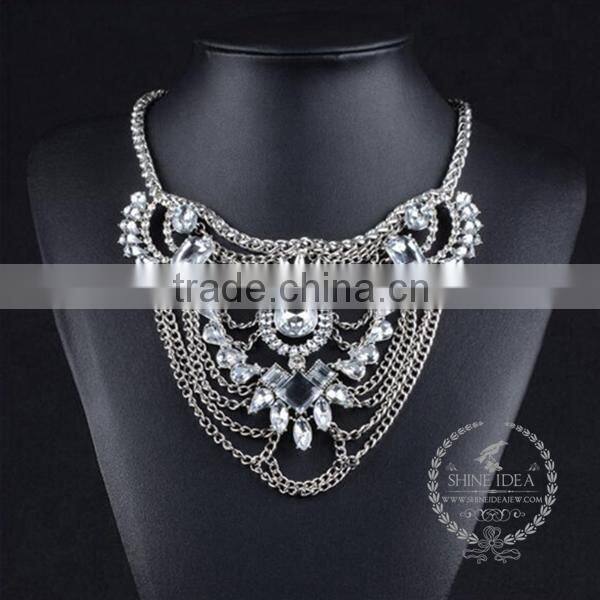high quality vintage rhinestone chunky statement necklace tin alloy fashion women pendant necklace 6390118