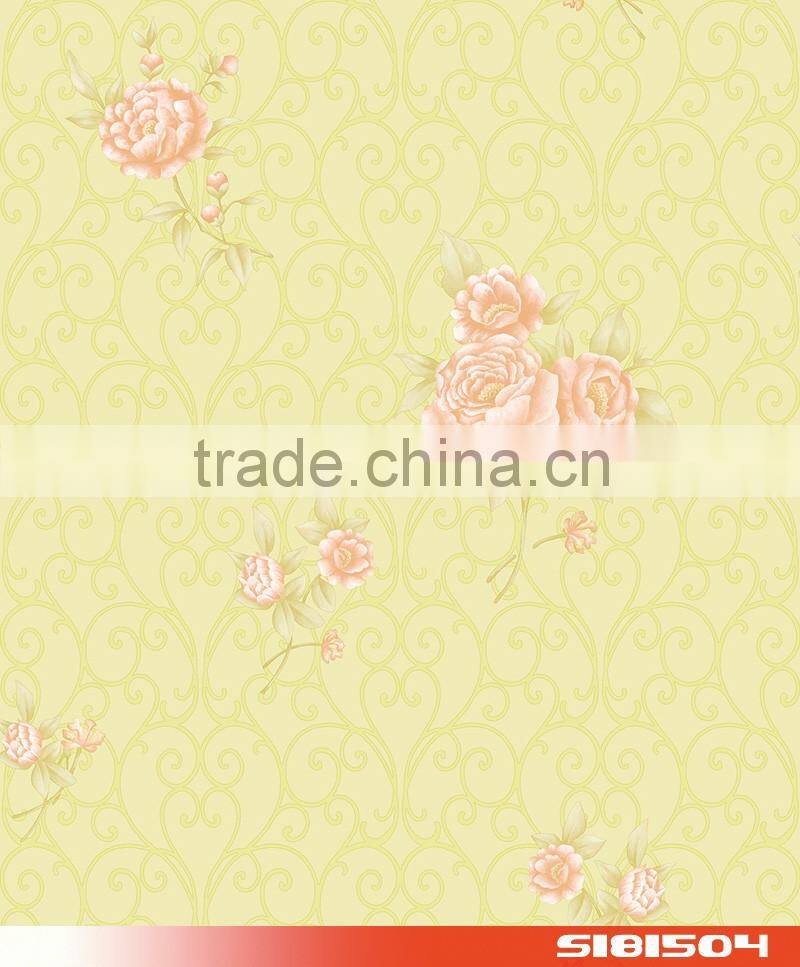 pink flower floral modern pvc wallpaper wallcovering S181507