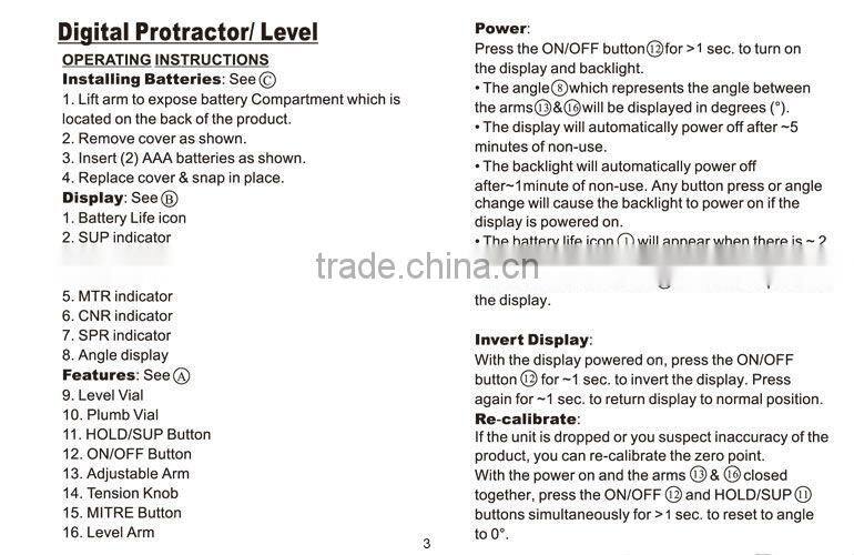 Multifunction renovation tool high Precision electronic digital angle