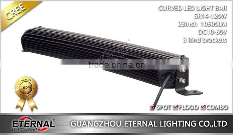 23" 120W curved light bar Wrangler Cherokee SUV offroad 4x4 roof light bar bumper gill high power driving headlight