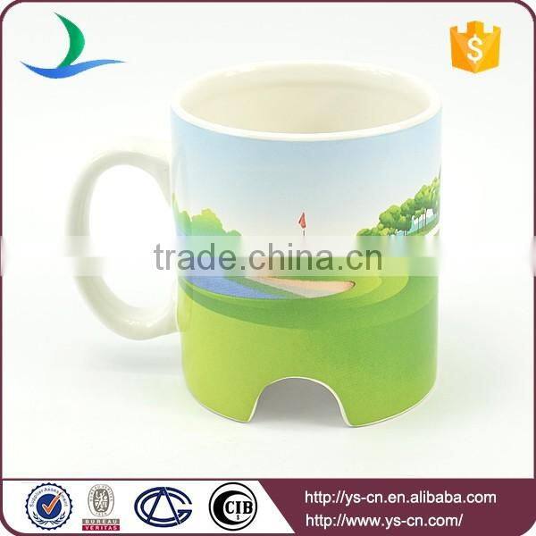 Round 11oz straight ceramic dolomite decal mug with special shape