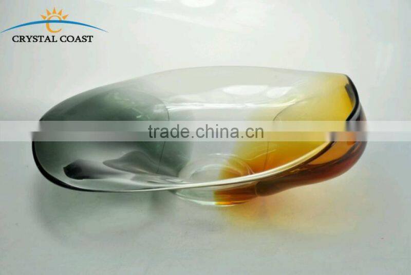 cobalt blue glass wall decorative hanging plates;home decor wavy style;artificial flowers plate for easter tree decoration